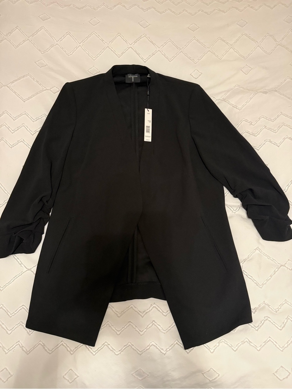 Tahari Black Lightweight Open-Front Shirt Jacket